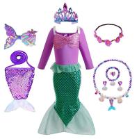 AmyStylish Niñas Princesa Sirena Ariel Cosplay Halloween Fiesta de Cumpleaños Verano Playa Vacaciones Vestido - details 81