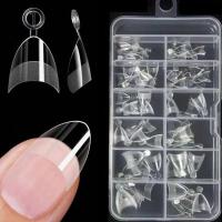 120 puntas cuadradas ultracortas, gel suave, cobertura total, uñas postizas semimate, transparentes, preformadas, puntas de extensión de uñas 12S - details 4