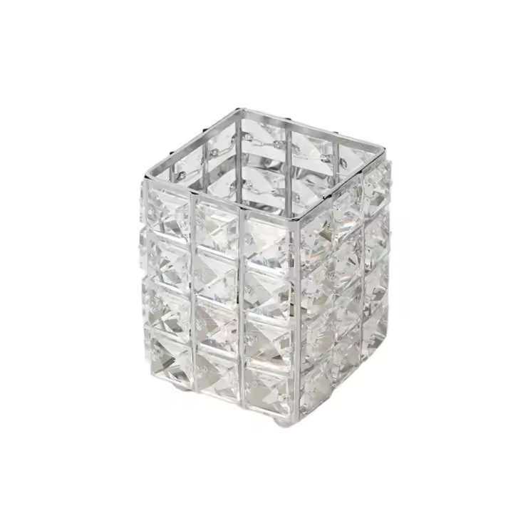 Portalápices de cristal de Metal, soporte de almacenamiento de brochas de maquillaje portátil multifunción, caja de almacenamiento de cosméticos exquisita, tocador - 1