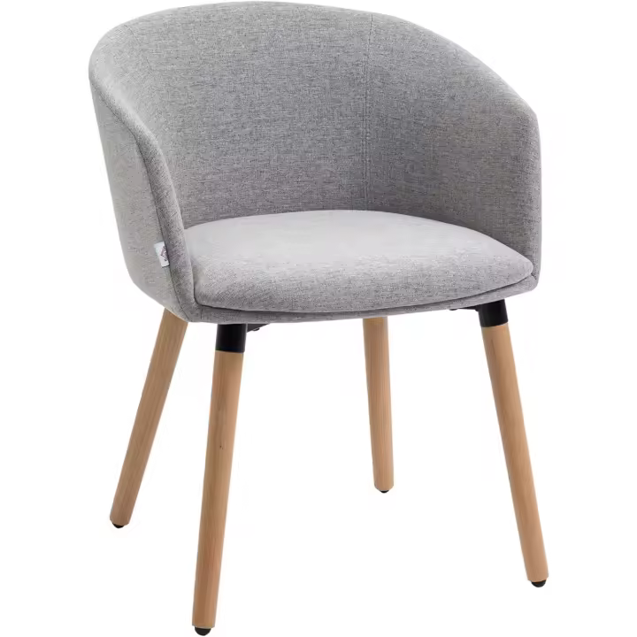 Lino Sintético con Reposabrazos y Patas de Madera para Oficina Dormitorio Carga - 1