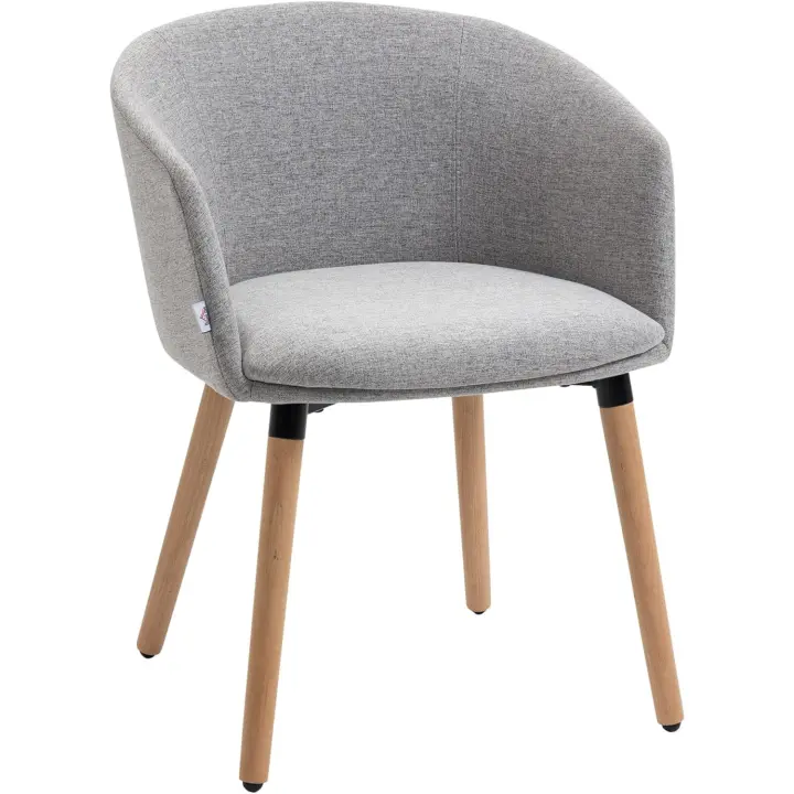 Lino Sintético con Reposabrazos y Patas de Madera para Oficina Dormitorio Carga - 1