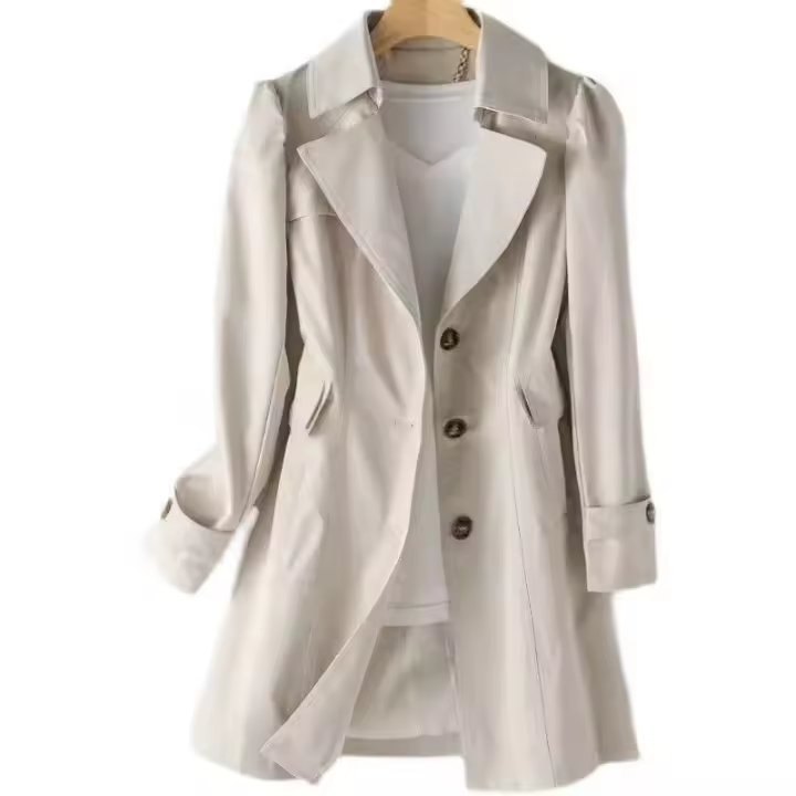 Cortavientos para mujer, chaqueta de longitud media, botas, primavera y otoño. - 1