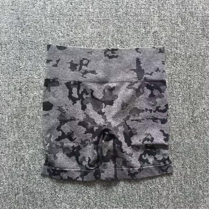 Conjunto de Yoga Camo sin Costuras para Mujeres Monos de Gimnasio Romper Leggings de Manga Corta - 1