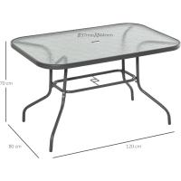 Mesa de Jardín Exterior de Metal Rectangular con Borde Curvado Capacidad de 70kg Vidrio Templado - details 11