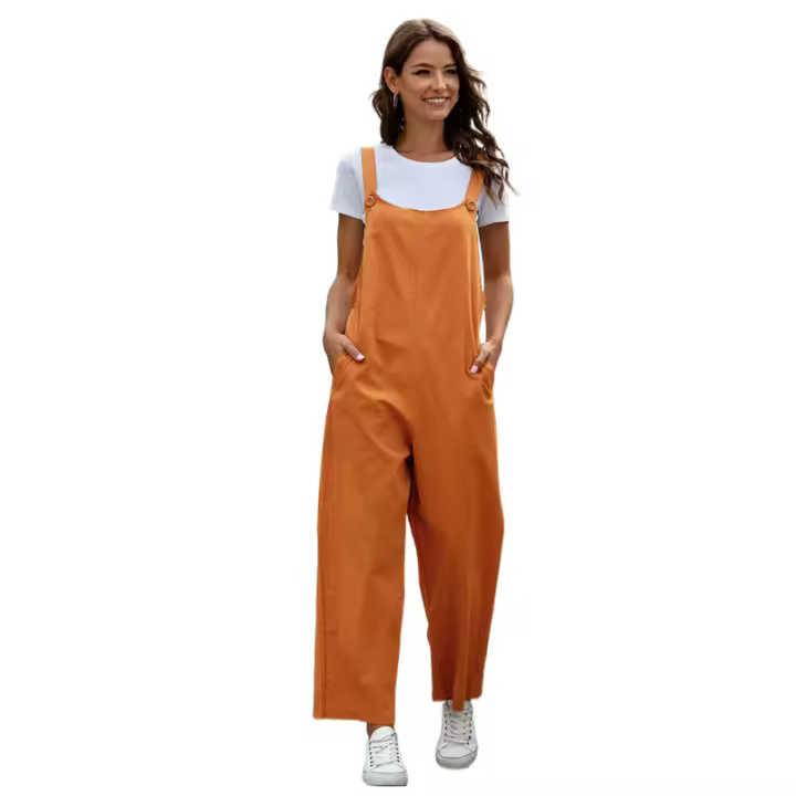 Mono informal de verano sin mangas con pernera ancha para mujer, tirantes largos, vintage - 1