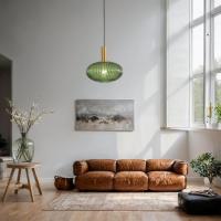 Lámpara colgante de vidrio,Lámpara colgante de vidrio Verde y enchufe dorado Lámpara de techo Candelabro - details 26