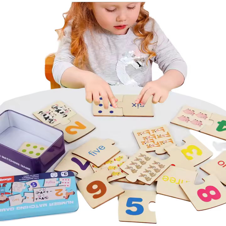Juego De Bloques De Madera Para Bebés Montessori Educativo De Aprendizaje Temprano Juguete De Patrón Digital Para Niños Y Niñas Regalo De Festival - 1