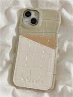 Funda de Tarjeta de Piel de Cocodrilo Contraste Protección de Drop para iPhone 14, 13, 12 Pro Max - details 0