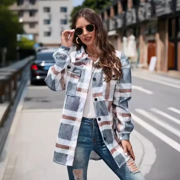 Camiseta larga de lana polar para mujer, ropa para - 1