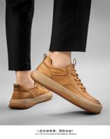 Zapatos deportivos de cuero para hombre, tendencia versátil, puntera ancha, suela gruesa antideslizante. - details 10