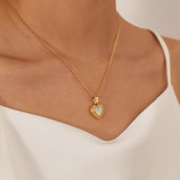 Colgante de corazón de concha blanca vintage francesa de acero inoxidable, cadena de clavícula de amor de temperamento, collar de mujer - details 8