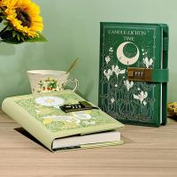 Cuaderno B6 de 224 páginas para proteger secretos, diario grueso, libro de contraseña con patrón impreso de cuero PU con cerradura, papelería - details 1