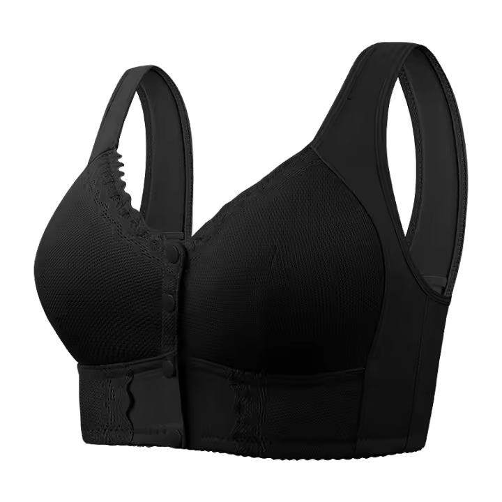 Sujetador de talla Grande, botón frontal de Copa Delgada, ropa interior de encaje con aros, Estilo Chaleco - 1