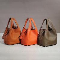 Moda cuero genuino kraft bolsa de almuerzo, bolsa de cubo boca, canasta de comida - details 2