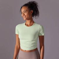 Camisetas deportivas de manga corta para mujer, camisetas deportivas de color sólido para entrenamiento, gimnasio, correr, ropa deportiva - details 22