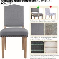 Juego de 4 sillas de comedor con respaldo alto, sillas de cocina, patas de madera maciza, diseño clásico, con botones bronceados, sillones y sillas para salón, asientos tapizados - details 15