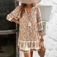 Vestido Boho de Playa de Verano Suelto y Casual con Estampado de Algodón Rayón - details 0