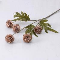 Ramo de flores artificiales de 5 cabezas, bola de flores de diente de león de seda, flores falsas, decoraciones para el hogar, jardín, boda, corona artesanal DIY, Navidad - details 7