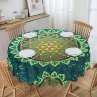 Mantel circular mandala, flor de loto de la vida, impermeable, resistente al aceite, 60 pulgadas, forma geométrica sagrada - details 153