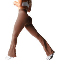 Leggings acampanados negros suaves, pantalones deportivos informales para entrenamiento, pantalones de Yoga para gimnasio - details 13