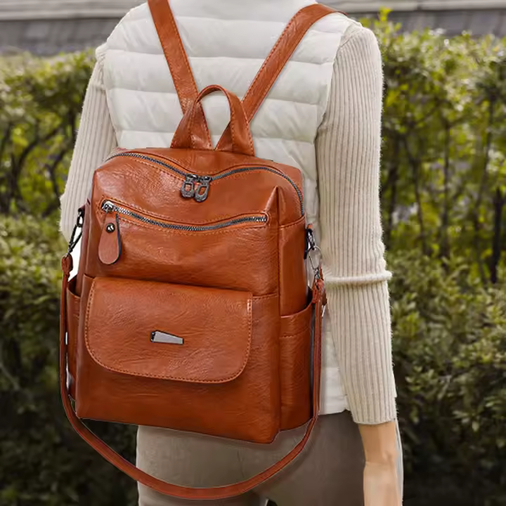 Mochila de Hombre Retro para Mujer, longitudinal de Correa ajustable, bolsos incorporados para Madre de Mediana edad - 1