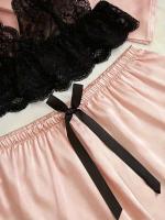 Conjunto de Pijama de Satén para Mujeres Ouwu Lencería Sexy Rosa, Toalla de Baño Floral, Vestido de Noche de Seda, Pantalones Política de Devolución - details 3