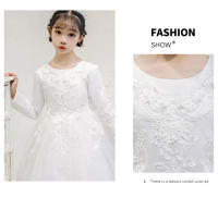 Vestido de niña para otoño/invierno, estilo princesa, largo, con flores, para boda, fiesta, piano. - details 14