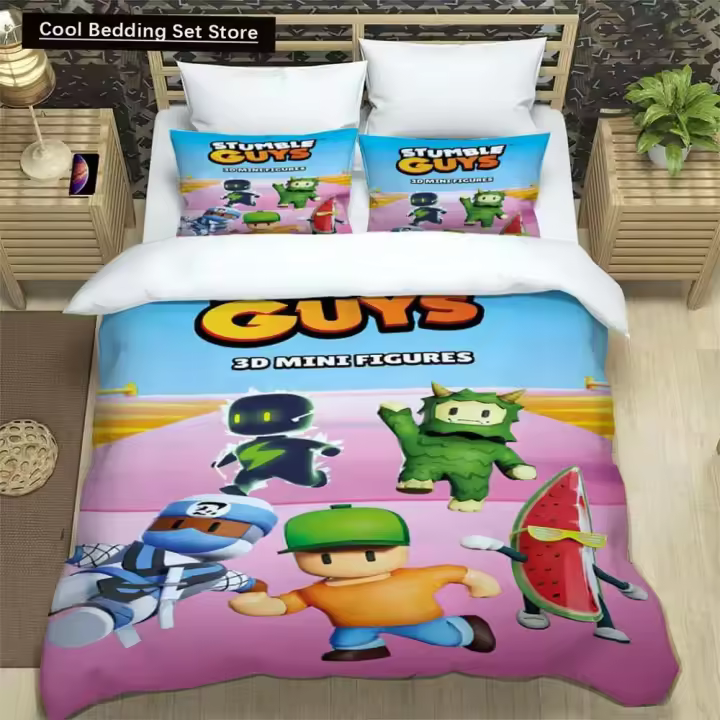 Exquisito Juego de Ropa de Cama 3D Diseño de Dibujos Animados Stumble-guys - 1