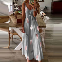 Vestido Maxi de Plumas Elegante Cómodo con Cuello en V Cuidado Fácil Moda para Mujeres - details 4