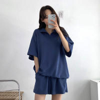 Traje deportivo de mujer con cremallera de color sólido, verano 2025, nuevo, holgado, delgado, top y pantalones cortos casuales de dos piezas. - details 13