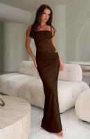 Vestido de mujer 2025 nuevo color sólido encaje halter lazo cuerda sin cintura vestidos sexy - details 6