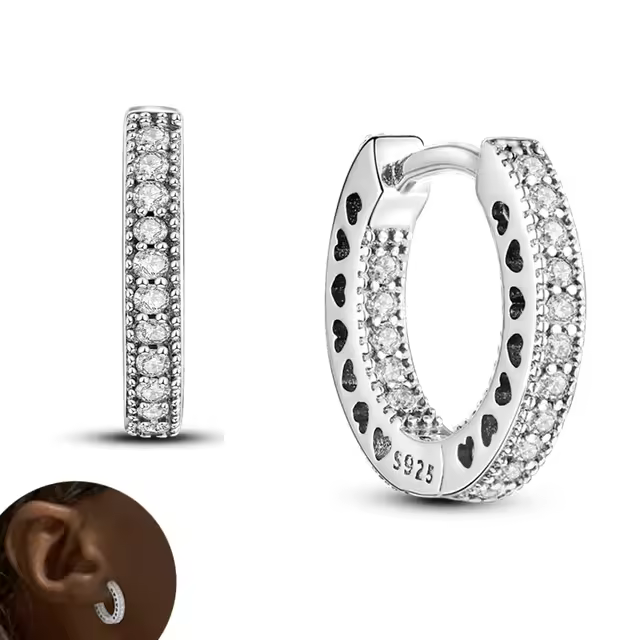 Pendientes de Ar de Plata de Ley 925 para Mujer, Aretes de Doble Ar, Regalos de joyería, regalo del Día de San Valentín - 1