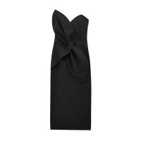 BUNO-Sexy Club Chic vestido de mujer sólido sin tirantes sin mangas arco cremallera Vestidos largos moda 2025 primavera vestido envolvente en el pecho. - details 5