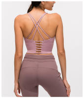 SHINBENE Sexy Strappy Wireless Sports Bra Crop Tops Women Padded Push Up Longline Gym Yoga Bras Cotton Feel Workout Brassiere - details 35