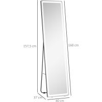 Espejo de Pared con Luz LED Brillo Ajustable, 3 Colores, Control Remoto, Aluminio para Plata y Negro, 40x37x157,5 cm - details 6
