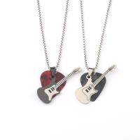 Collar con colgante de púa de guitarra de hip-hop, gargantilla de cadena de guitarra de acero de titanio Punk, cadena de suéter de guitarra eléctrica de moda Vintage para pareja - details 13