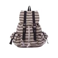 Mochilas de alta calidad con diseño de cordón, mochilas informales de gran capacidad, bolsos de mano suaves y planos a rayas. - details 1
