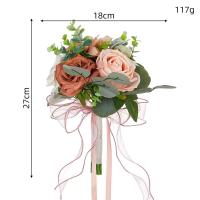 Ramo de flores artificiales de boda rosa y blanco hecho a mano para decoración de novia de San Valentín decoración de rosas al por mayor - details 7
