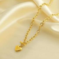 Collar de Corazón de Acero Inoxidable Cadena de Clavícula Gruesa Joyería Única para Mujeres - details 3