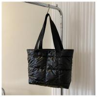 Moda señoras Tote bolsos de gran capacidad de algodón acolchado bolsa de compras rombo bolso portátil acolchado sólido para viajes de ocio - details 30