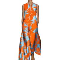 Vestido de Noche Tipo Túnica Sin Mangas con Cuello Redondo Vestido Sexy con Borla Acampanada para Mujer, Vestidos Largos Bohemios con Estampado Floral de Verano - details 7