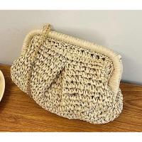 Bolso de Playa de Verano Hecho a Mano de Ratán Bolso Cruzado de Paja con Lata de Nube Dumpling - details 0