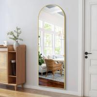 Cuerpo Entero Curvado, Espejos Grandes de Pared con Marco de Aluminio 161 x 52 cm, Espejo de Pie Inclinado o Colgante para Salón, Dormitorio, Entrada, Negro - details 33