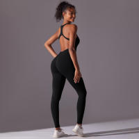 Body de Yoga de una pieza, conjunto de pantalones sin costuras, levantamiento de glúteos, Espalda descubierta, ropa sin mangas - details 9