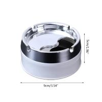 Cenicero redondo de acero inoxidable resistente al viento con 360 °     Tapa giratoria para decoración del hogar, oficina, sala de estar, ceniceros de sellado para hombres, 9*5cm - details 0