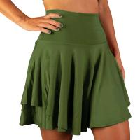 Falda plisada de tenis para mujer, pantalones cortos deportivos cómodos con diseño de cintura alta de doble capa, Color sólido, para verano - details 4