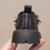 Zapatos de cuero informales para niñas, zapatos planos sin cordones para niños, mocasines de fiesta negros para la escuela, primavera y otoño, bola peluda bonita, 2025 - details 15