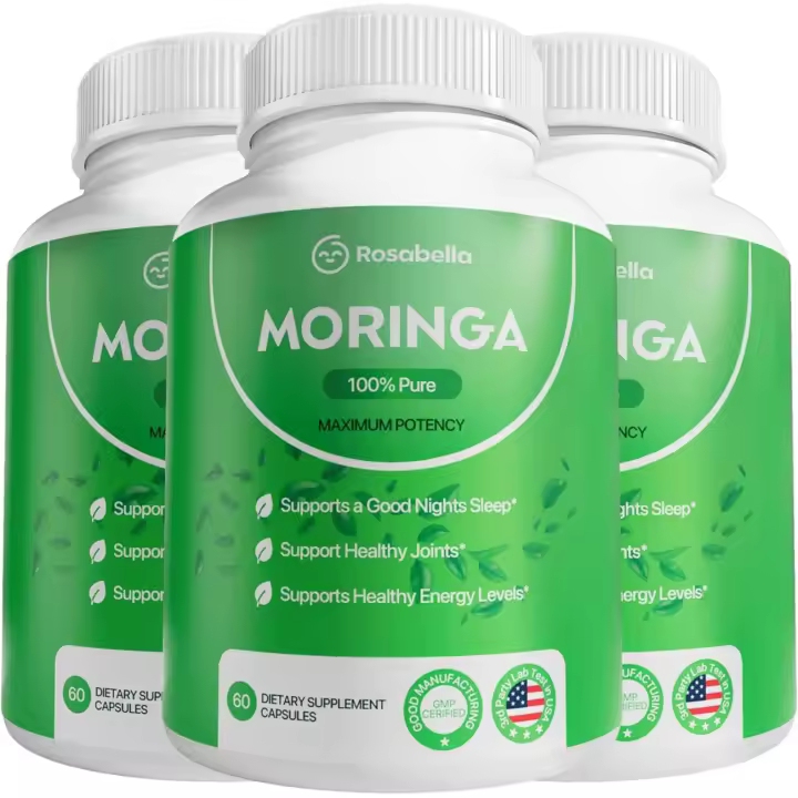 Rosabella Cápsulas Polvo puro de moringa, energía, piel, superalimento para la salud intestinal inmune, rico en antioxidantes, vitaminas esenciales y - 1