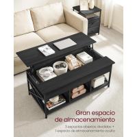 Mesa de Central con Tablero Elevable Estilo Rústico Marrón y Negro Ideal para Dormitorio con Espacio Abierto y Oculto Forma de X - details 13
