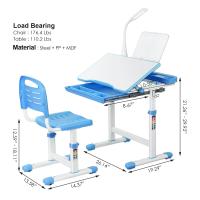 Escritorio para niños y estudiantes, mesa ergonómica y juego de descongelación, con cajón, soporte de lectura, lámpara LED regulable, altura ajustable - details 1